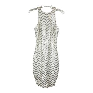 Alexia Admor Cream Sequin Bodycon Shift Dress Cocktail Womens Size XS